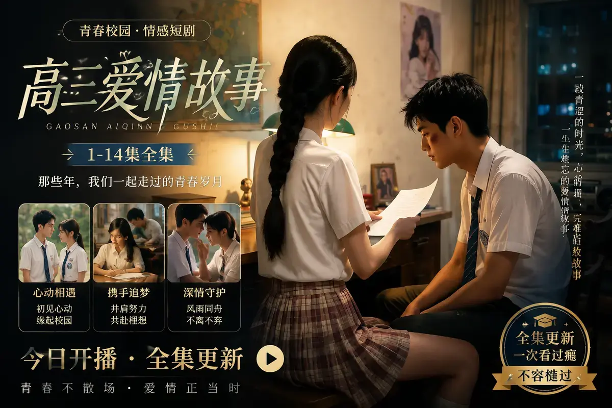《AI 短剧高三爱情故事》高清完整版在线观看-林澈苏晚晴校园恋曲-误会虐心动人-毕业告白高三爱情故事全集资源免费分享